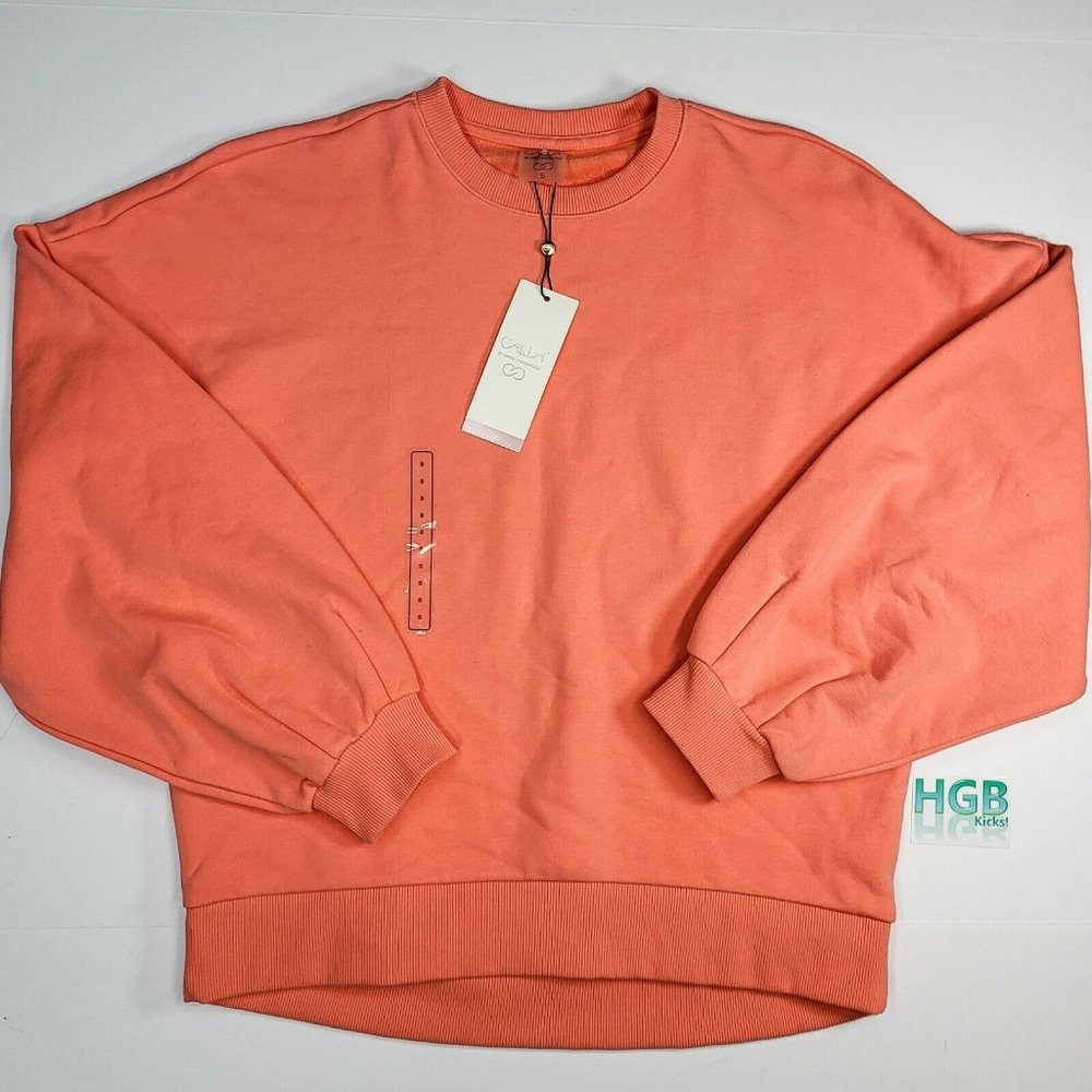 Calia Drop Shoulder Sweatshirt Women's French Terry Pullover Warm Guava WAX12179 - Picture 2 of 10